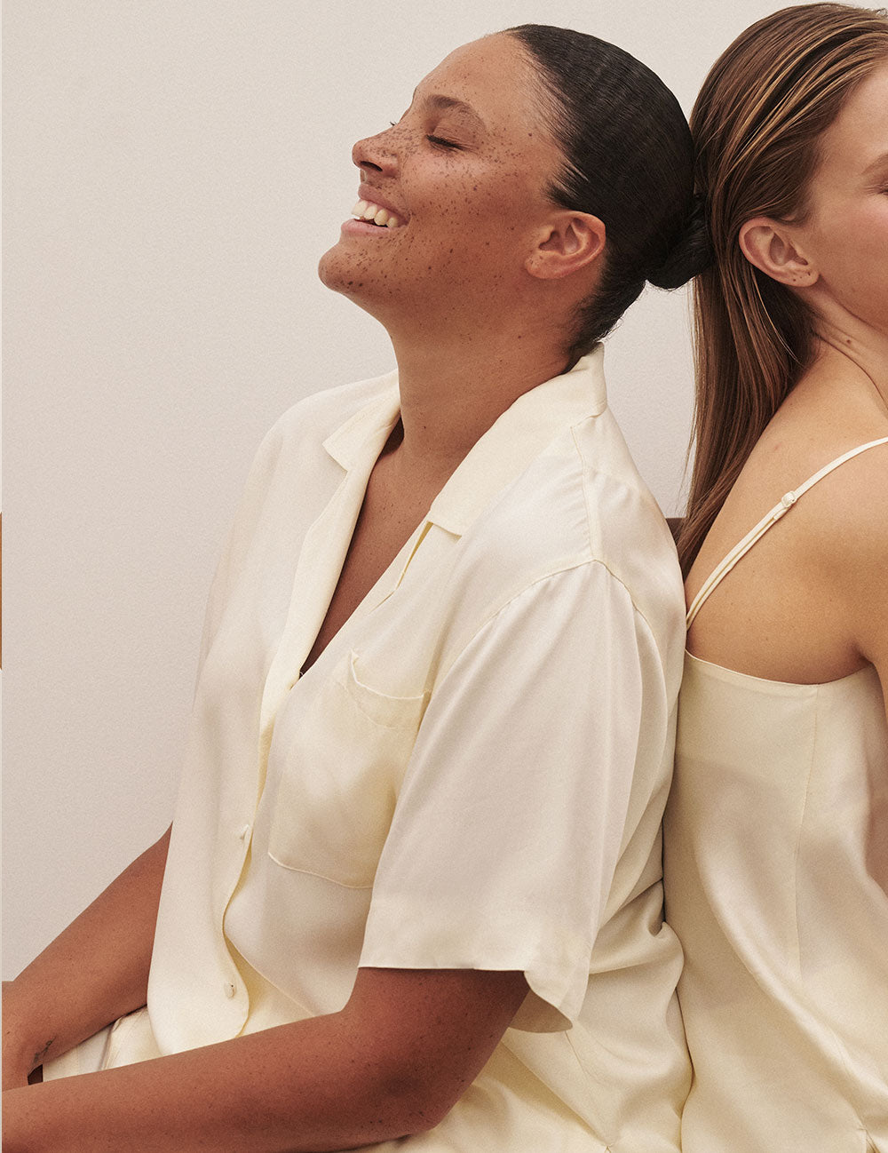 Vegan Silk Short Sleeve Shirt - Pearl