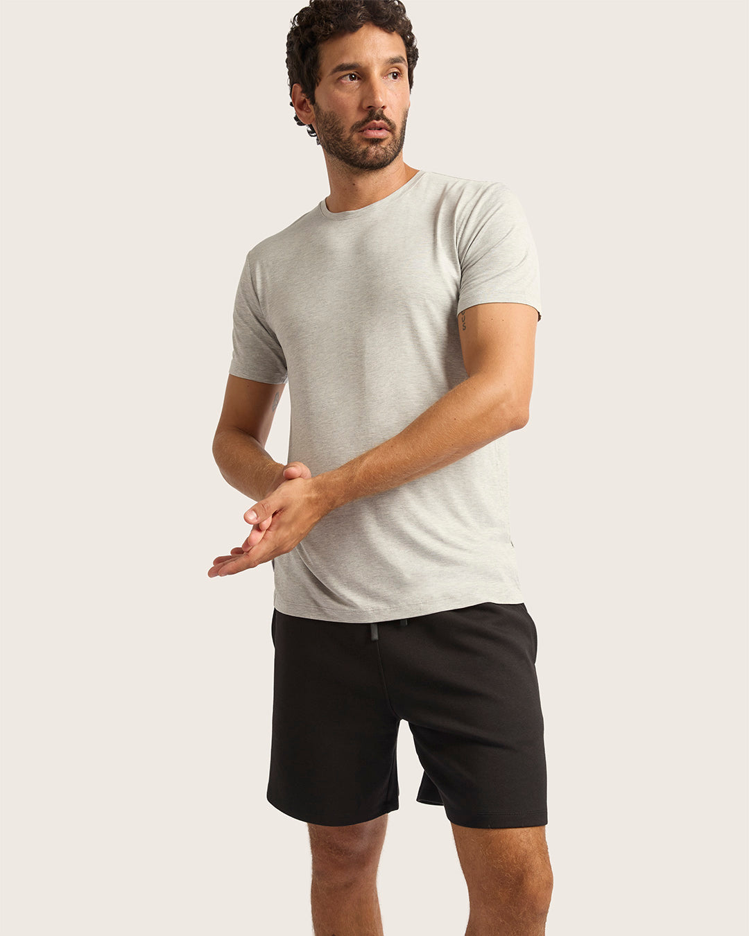 Men's Base Layer Crew Neck T-Shirt - Light Grey Marl