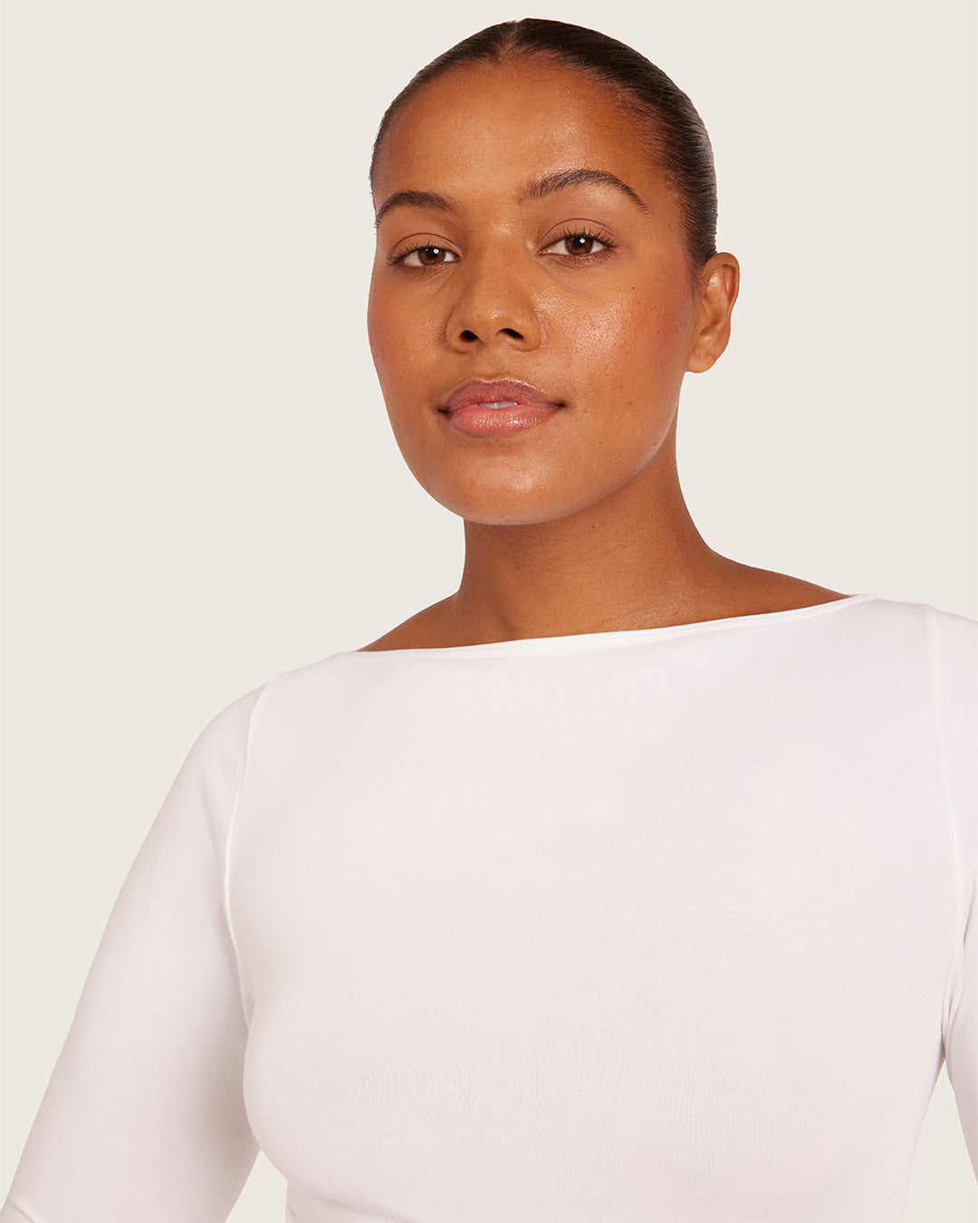 Base Layer Boatneck Long Sleeve Top - White