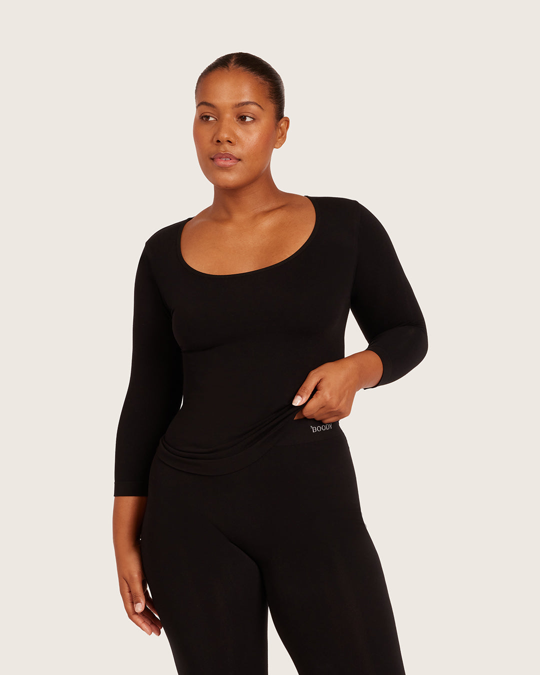 Base Layer 3/4 Sleeve Top - Black
