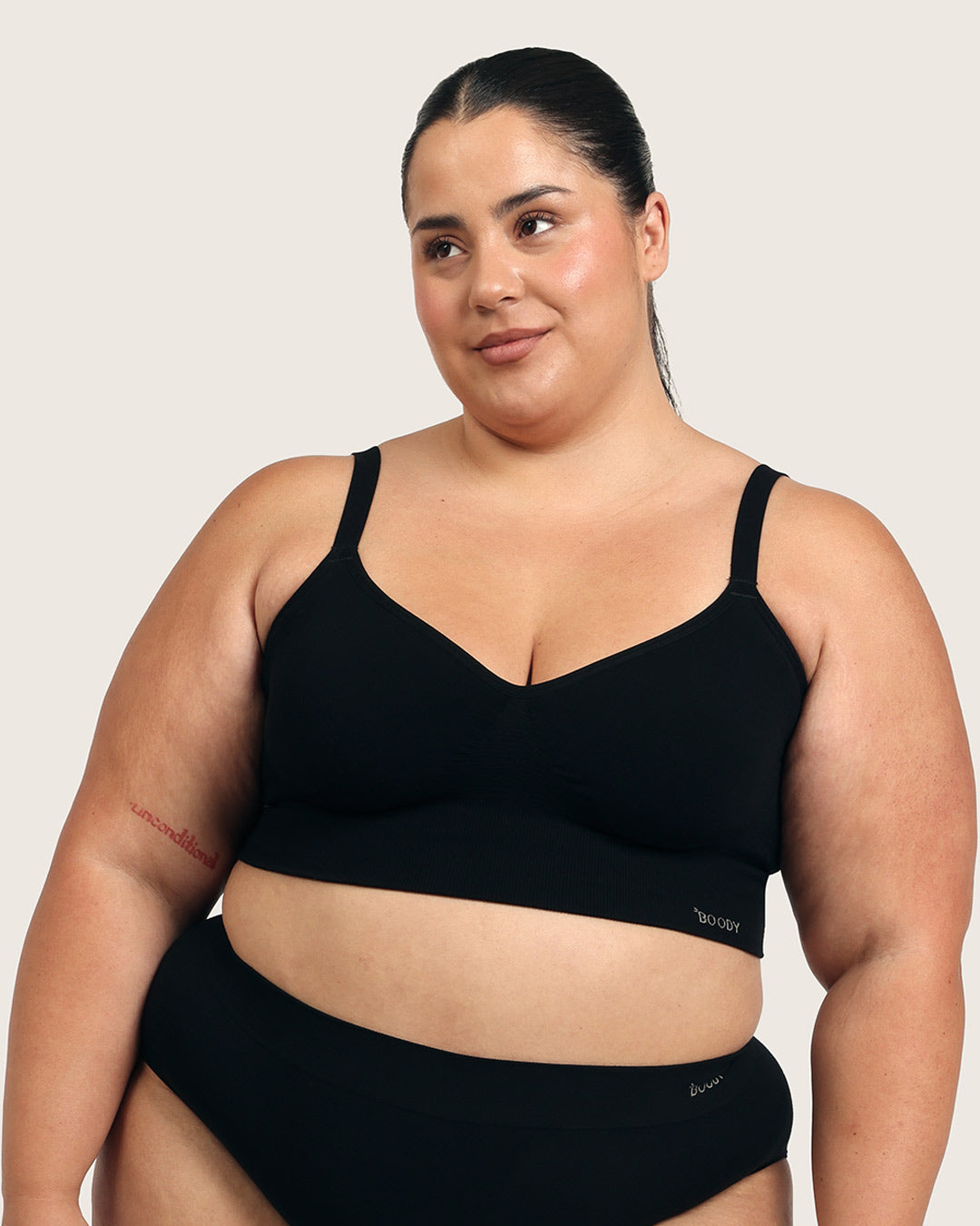 Wireless Low Back Bra - Black