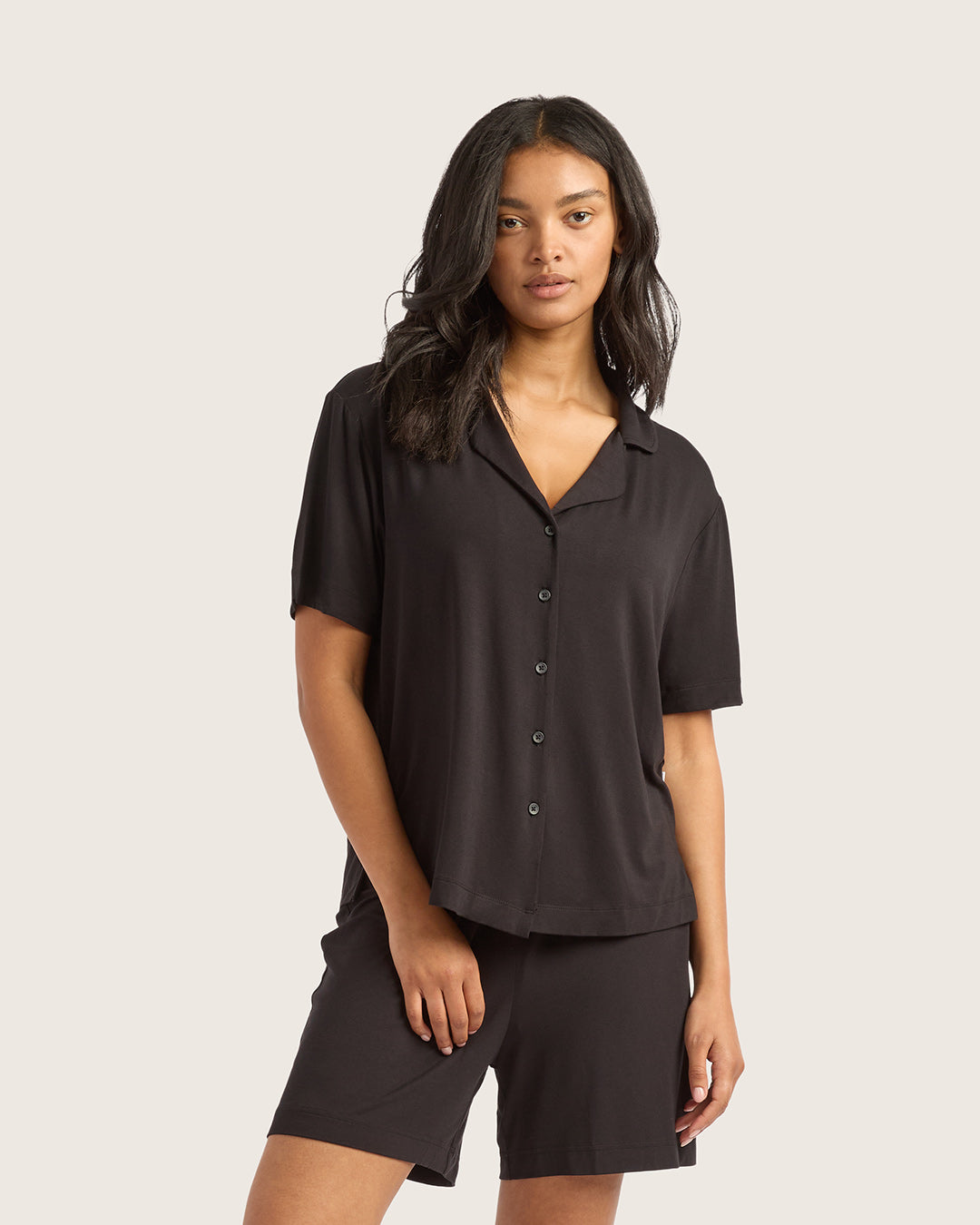 Goodnight Short Sleeve Sleep Shirt - Black
