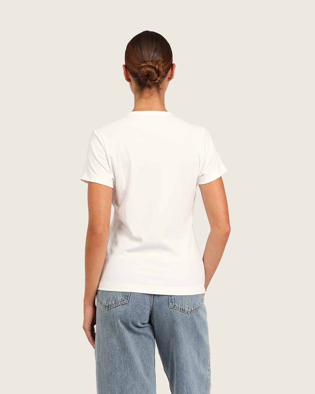 Women's Ribbed Crew Neck T-Shirt - White