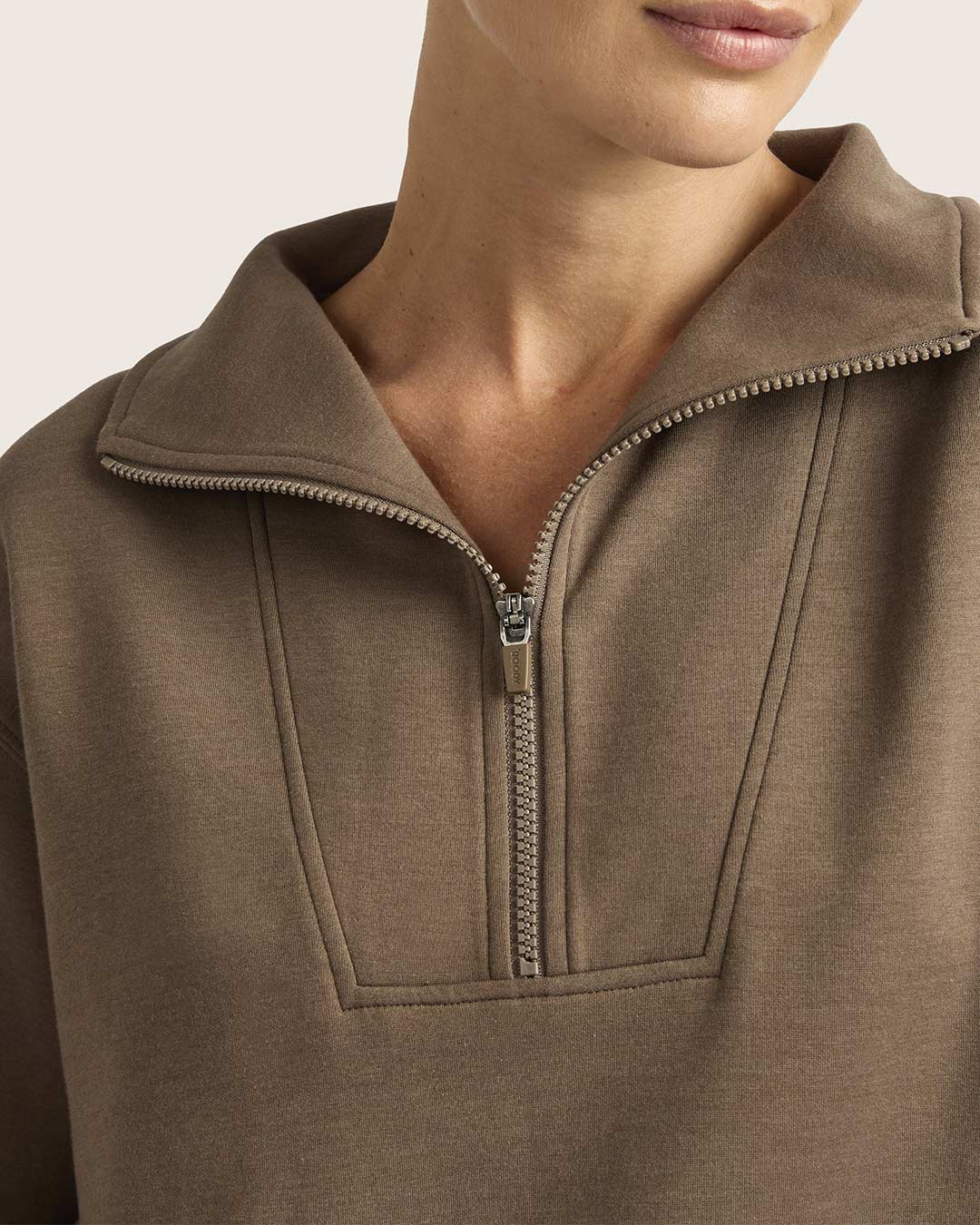 Women's Quarter Zip Sweater - Oyster