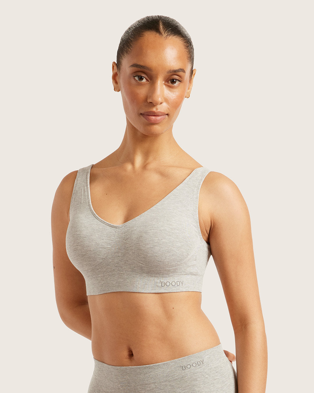 Seamfree Padded Crop Bra - Light Grey Marl