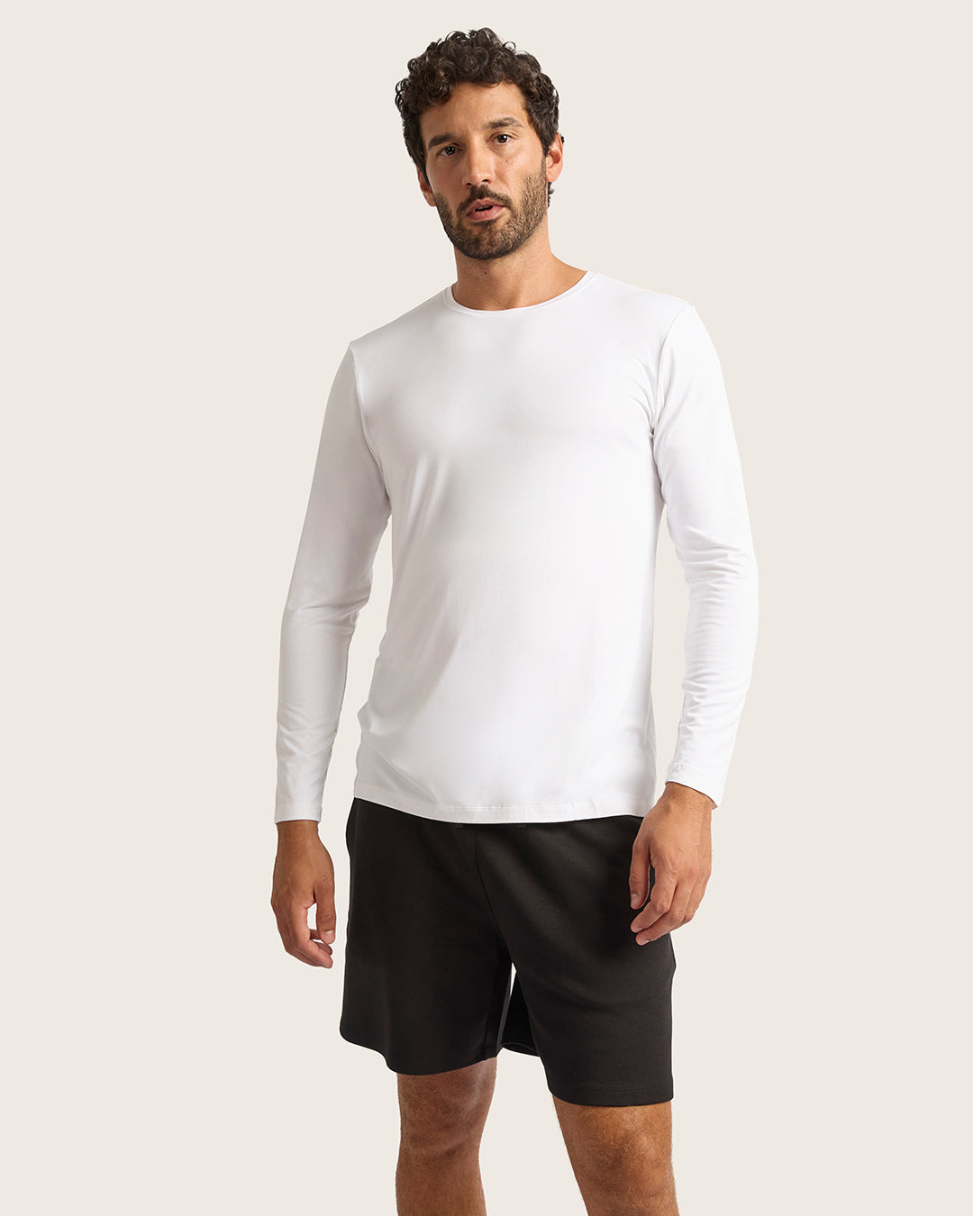 Men's Long Sleeve Crew Neck T-Shirt - White