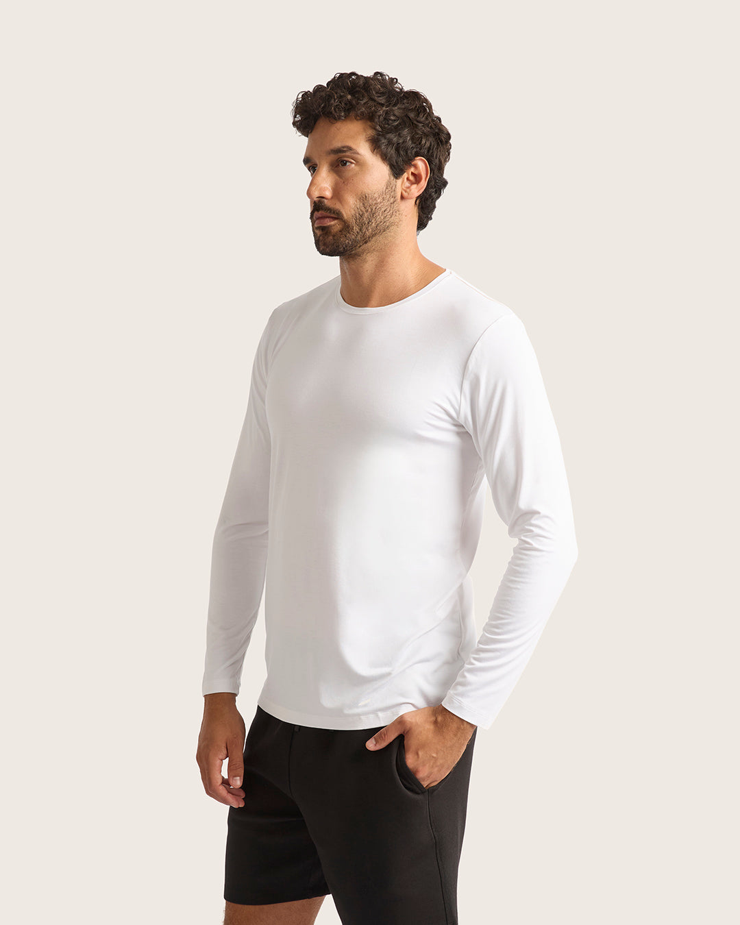 Men's Long Sleeve Crew Neck T-Shirt - White