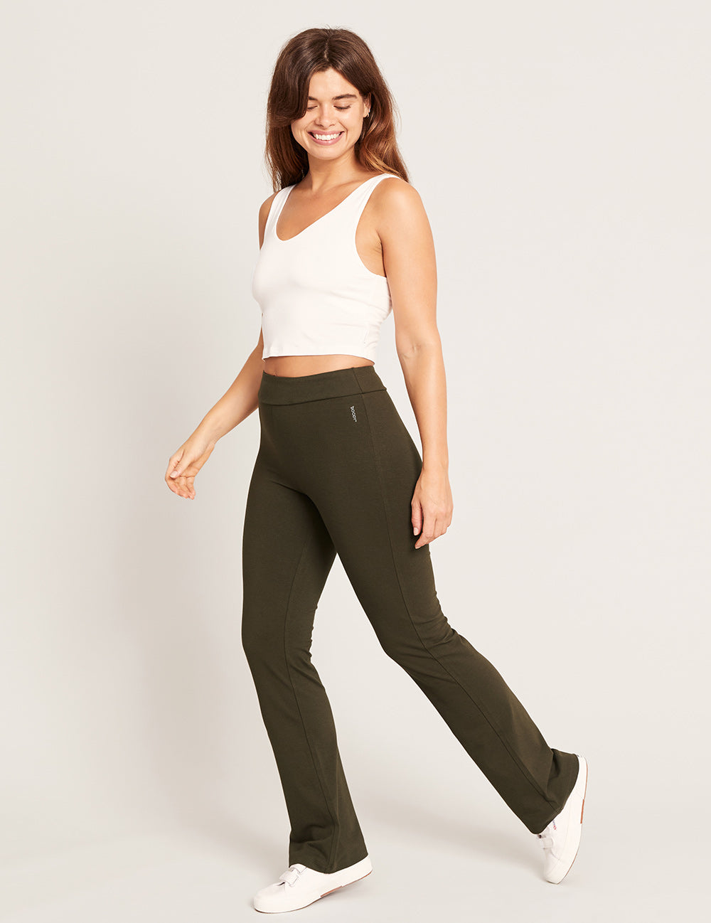 High Waist Flare Pants - Dark Olive