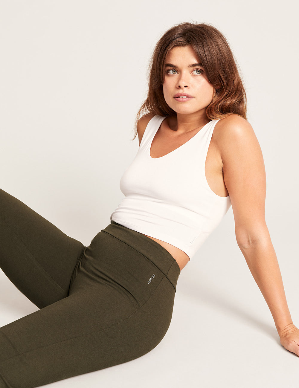 High Waist Flare Pants - Dark Olive