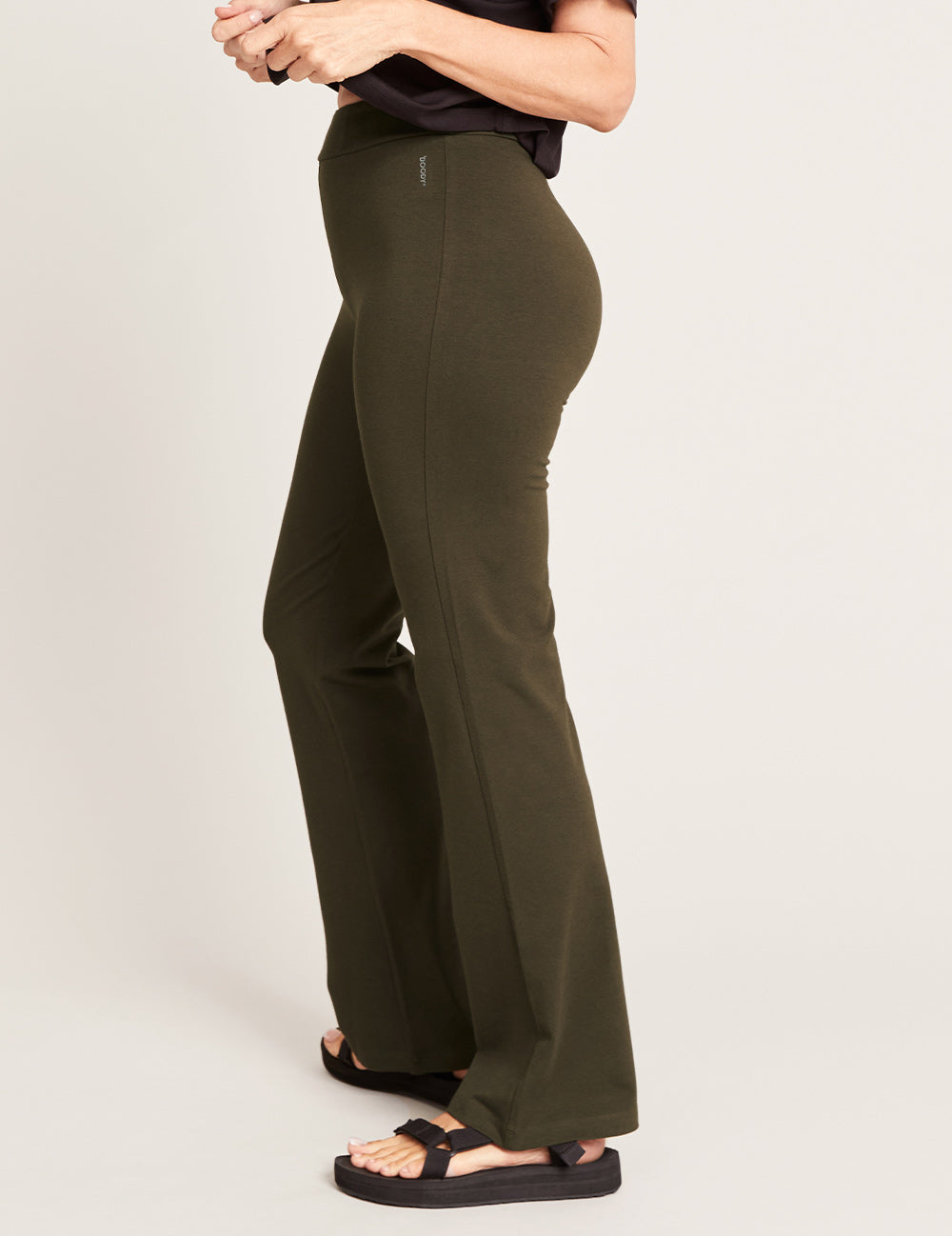 High Waist Flare Pants - Dark Olive