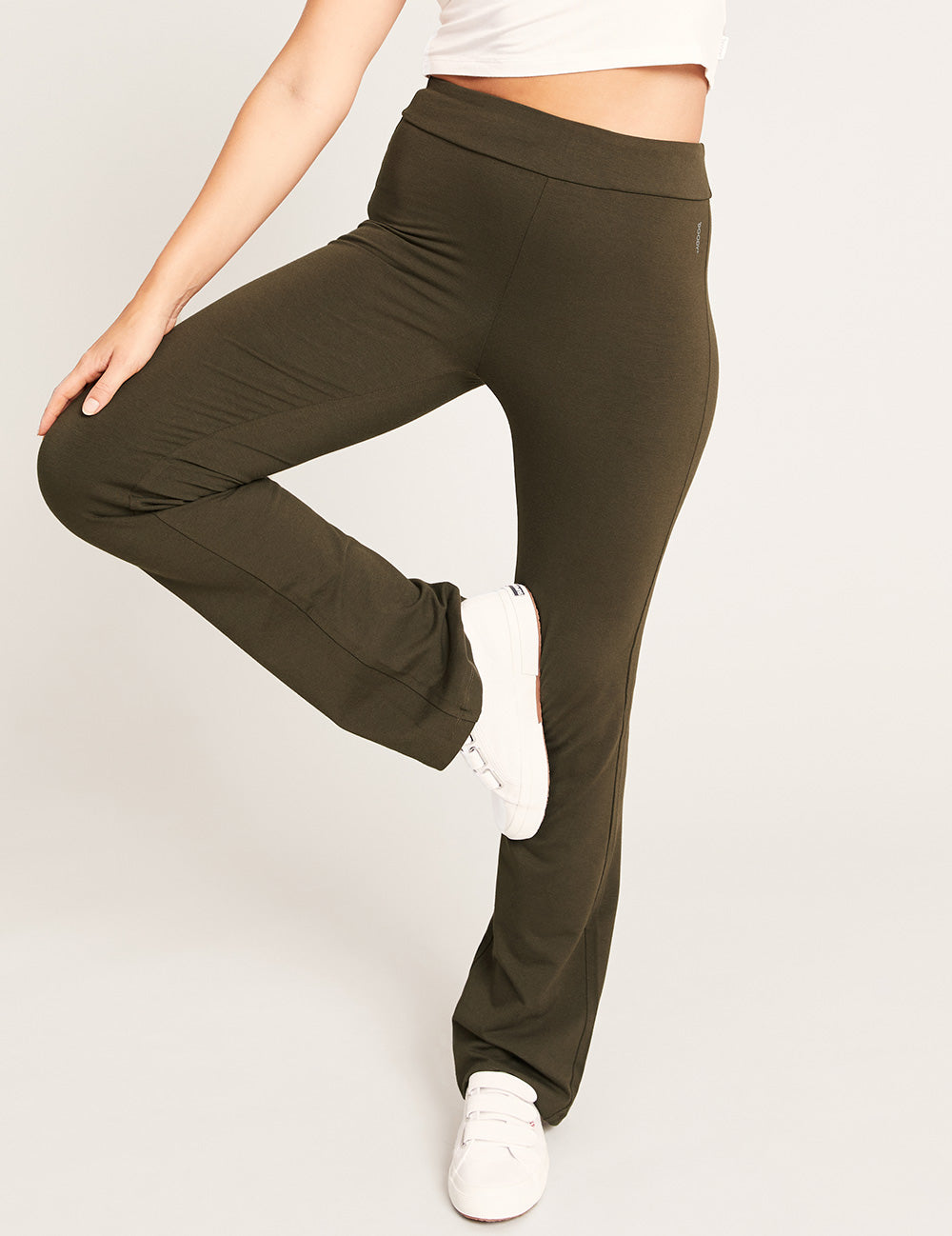 High Waist Flare Pants - Dark Olive