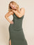 V-Neck Slip Dress - Moss