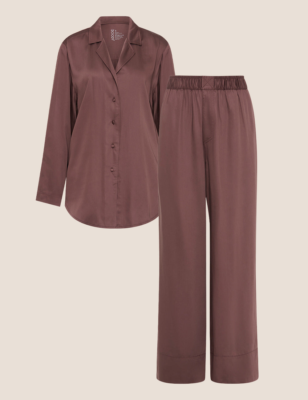 Set Giftbox - Vegan Silk Long Sleeve Sleep Shirt & Wide Leg Sleep Pant - Garnet