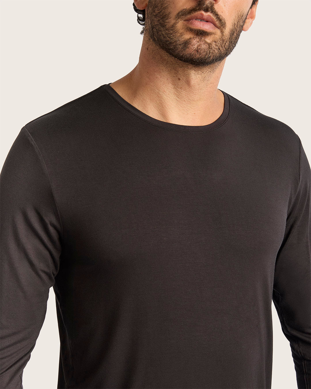 Men's Base Layer Long Sleeve Crew Neck T-Shirt - Black