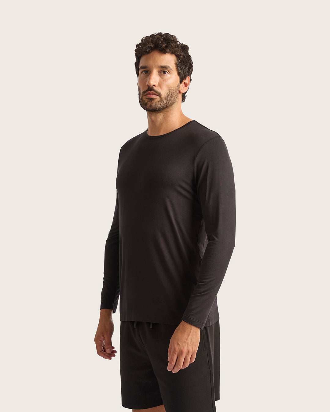 Men's Base Layer Long Sleeve Crew Neck T-Shirt - Black
