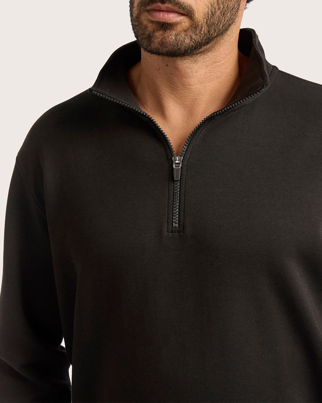 Men's Quarter Zip Sweater - Black
