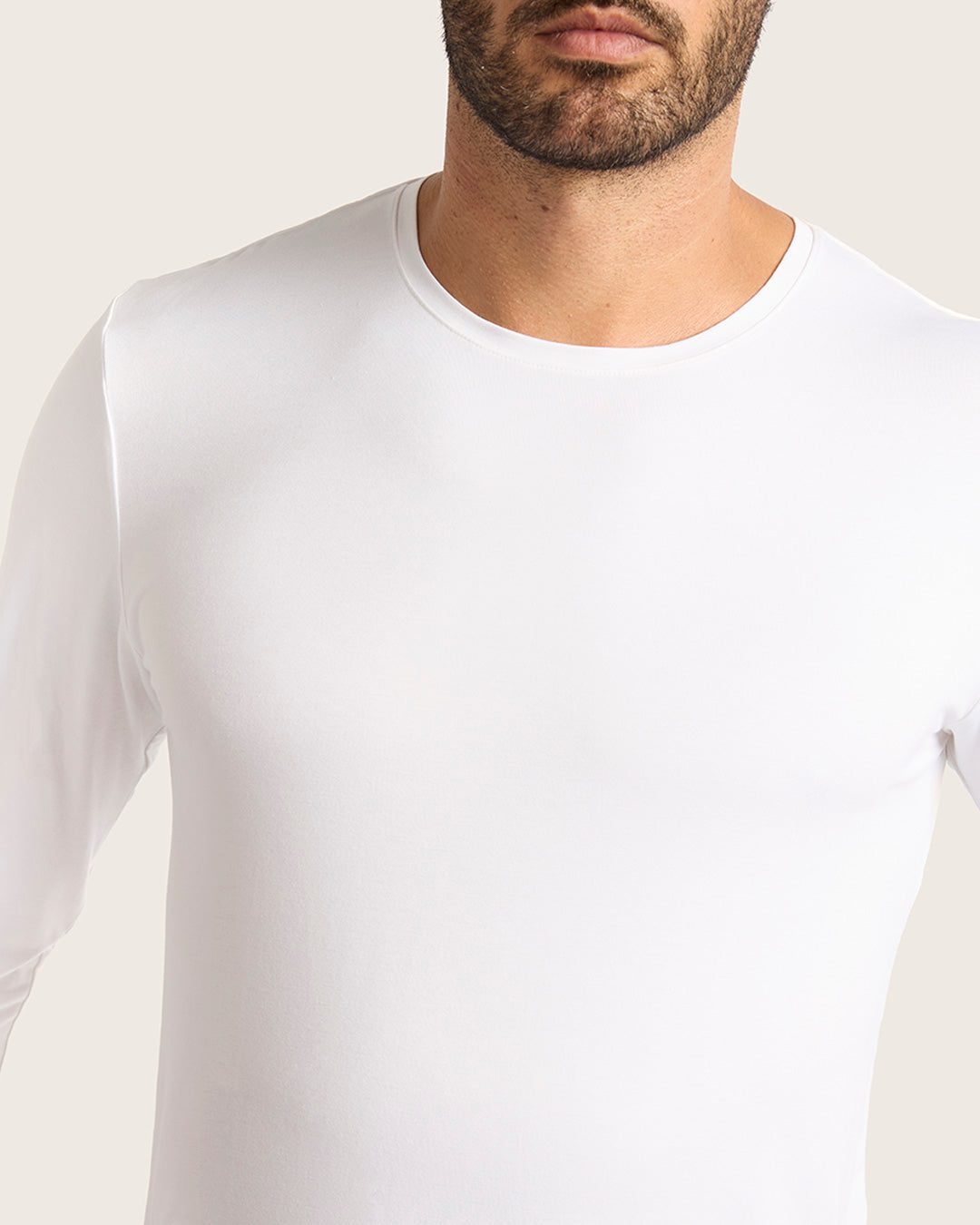 Men's Base Layer Long Sleeve Crew Neck T-Shirt - White