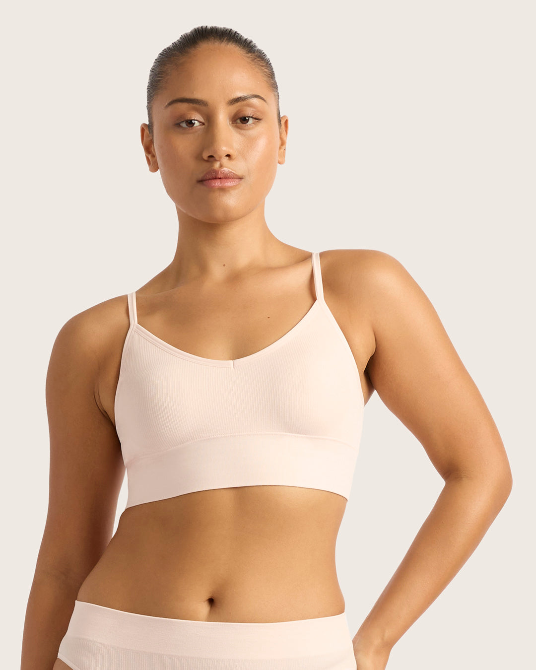 LYOLYTE Ribbed Low Back Bralette - Powder Pink