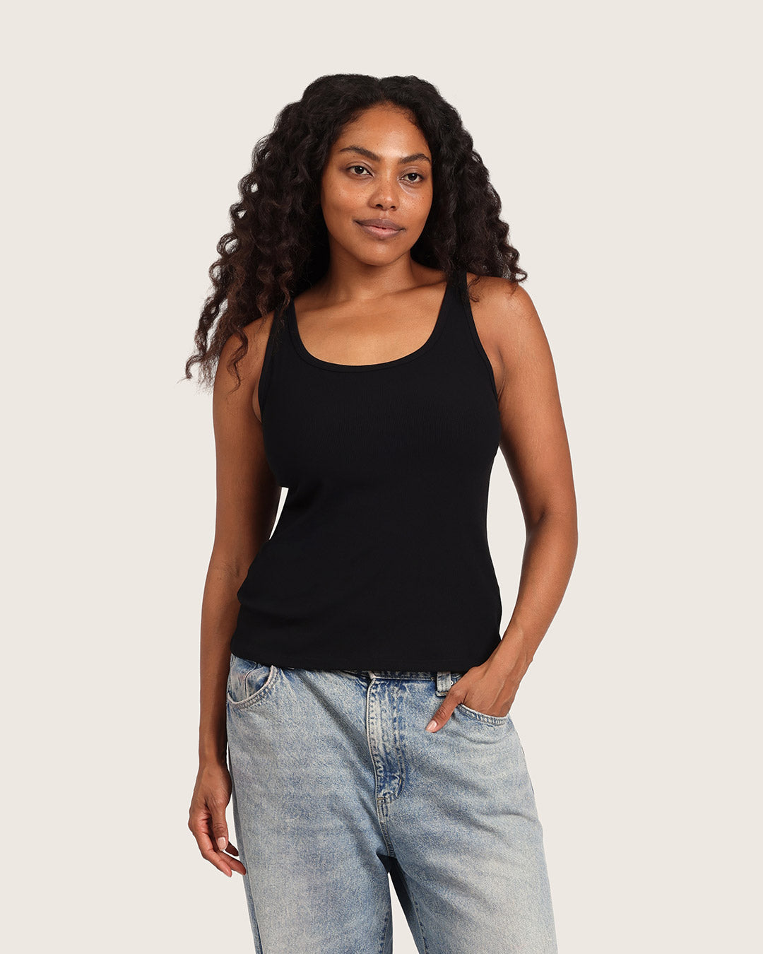 Women's Ribbed Tank Top - Black