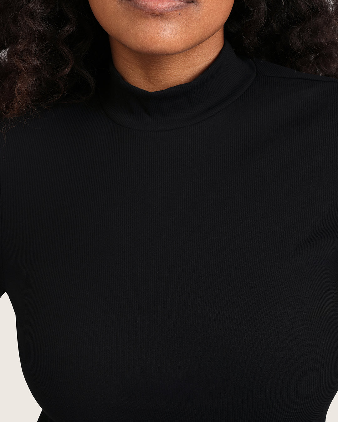 Women's Ribbed Turtleneck Top - Black