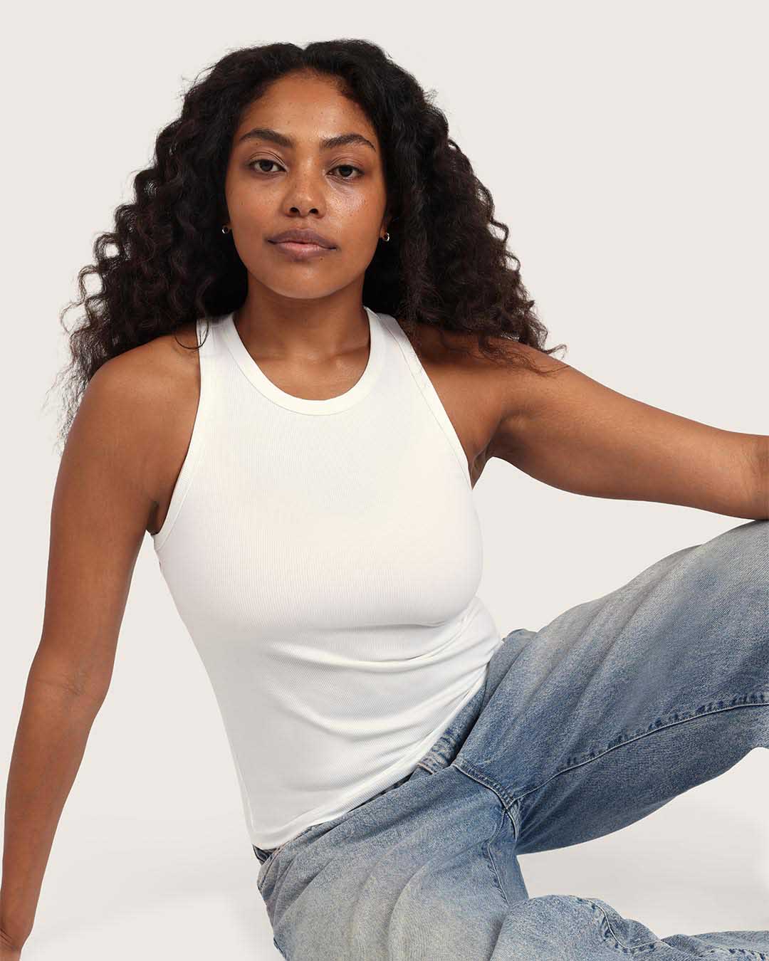 Women's Ribbed Racerback Tank - White