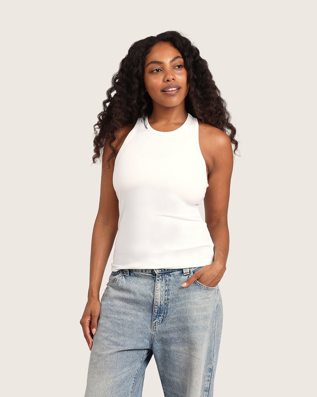 Women's Ribbed Racerback Tank - White