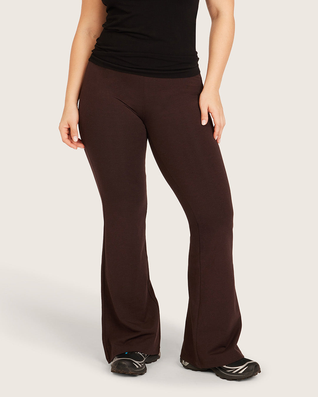 High Waist Flare Pants - Short - Carob