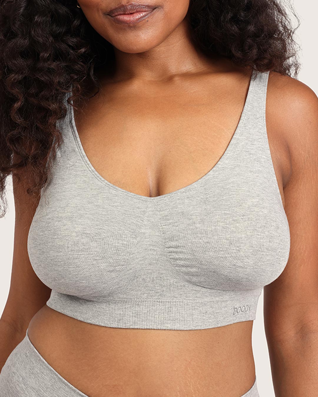 Seamfree Padded Crop Bra - Light Grey Marl