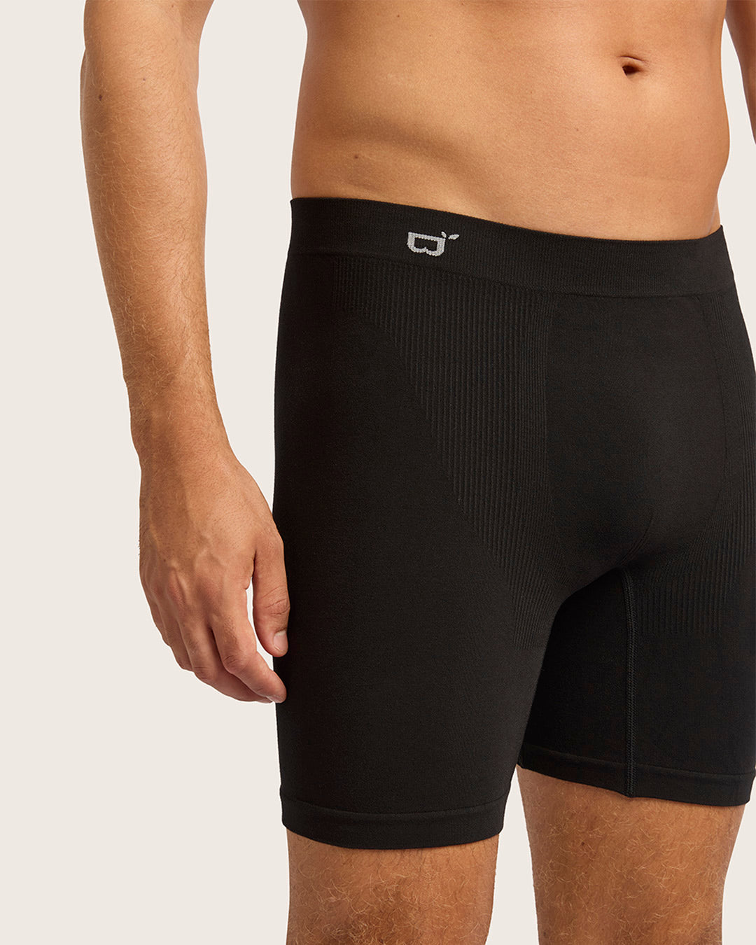 Men's Seamfree Mid-Length Boxer Briefs - Black