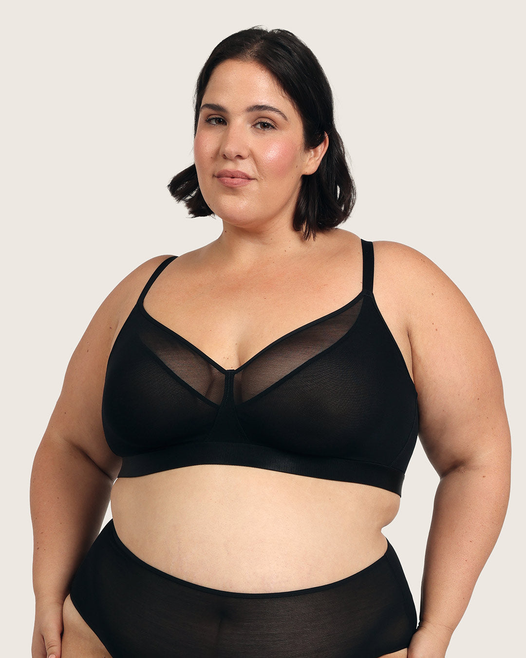 FreeMesh Full Bust Wireless Bra - Black