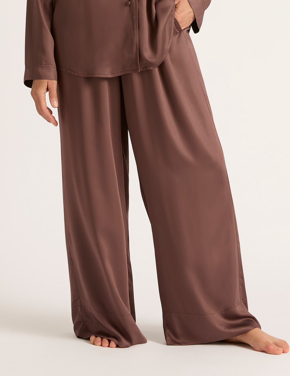 Vegan Silk Wide Leg Pants - Garnet