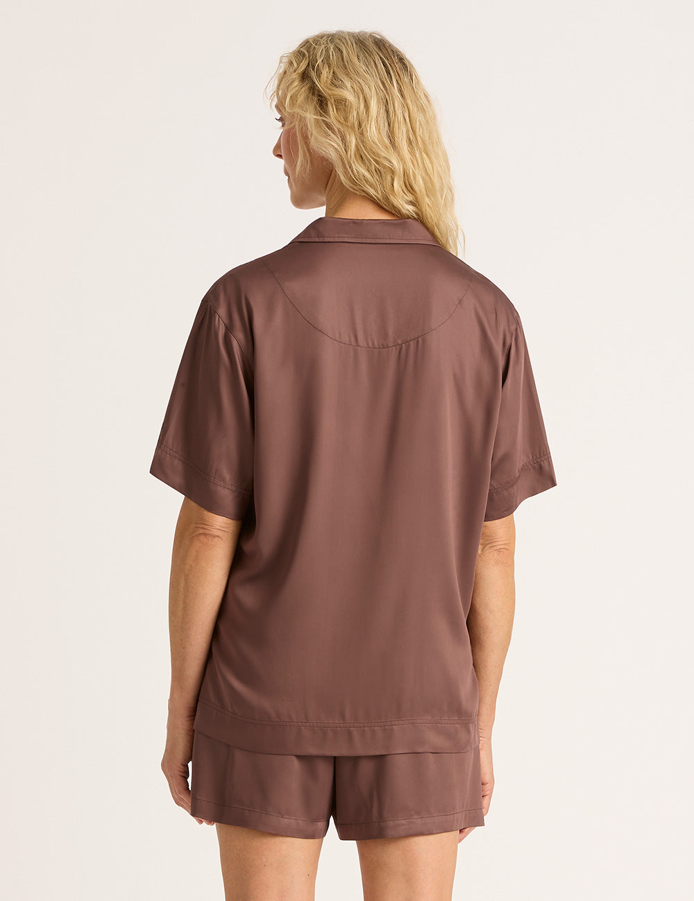Vegan Silk Short Sleeve Shirt - Garnet