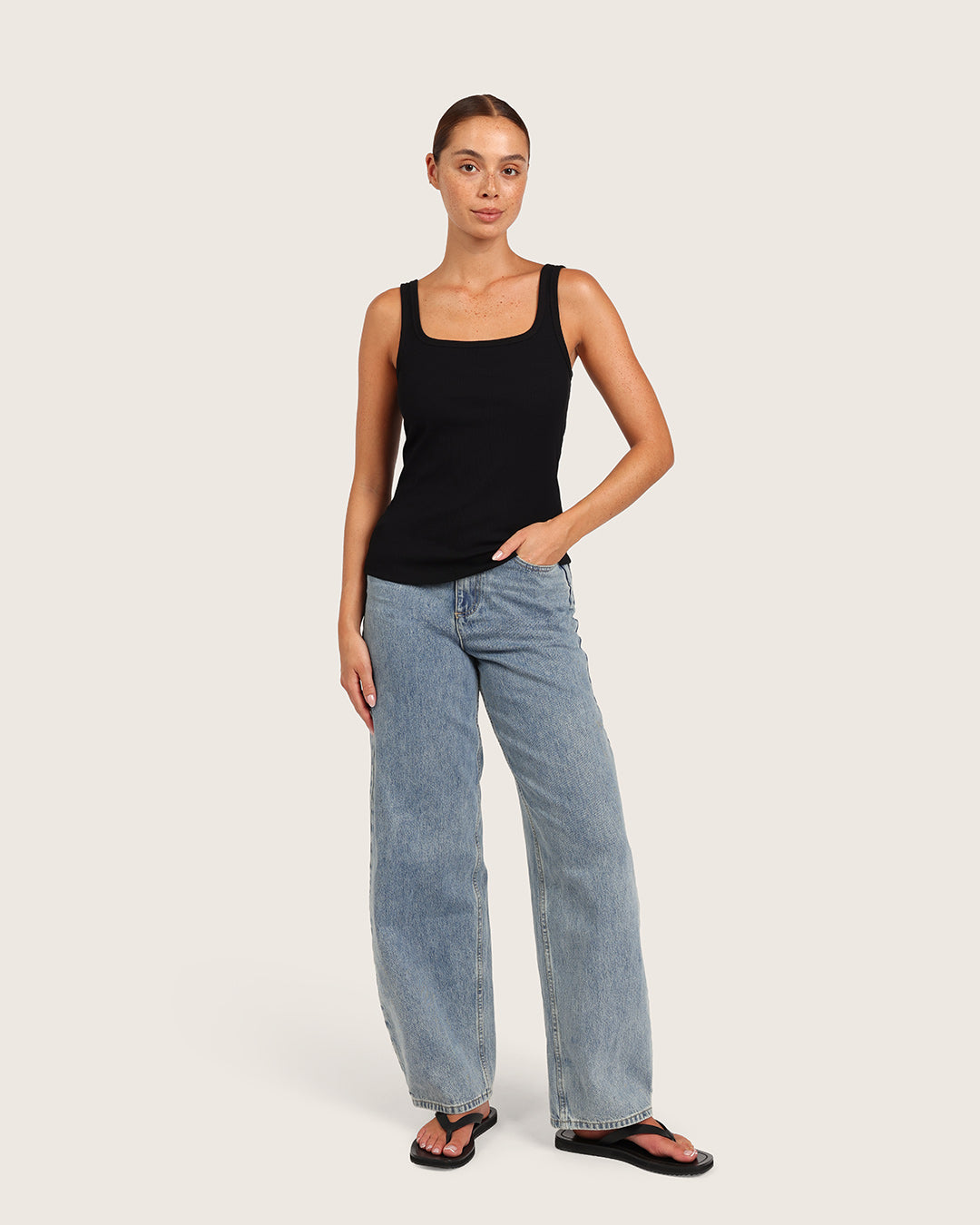 Women's Ribbed Tank Top - Black