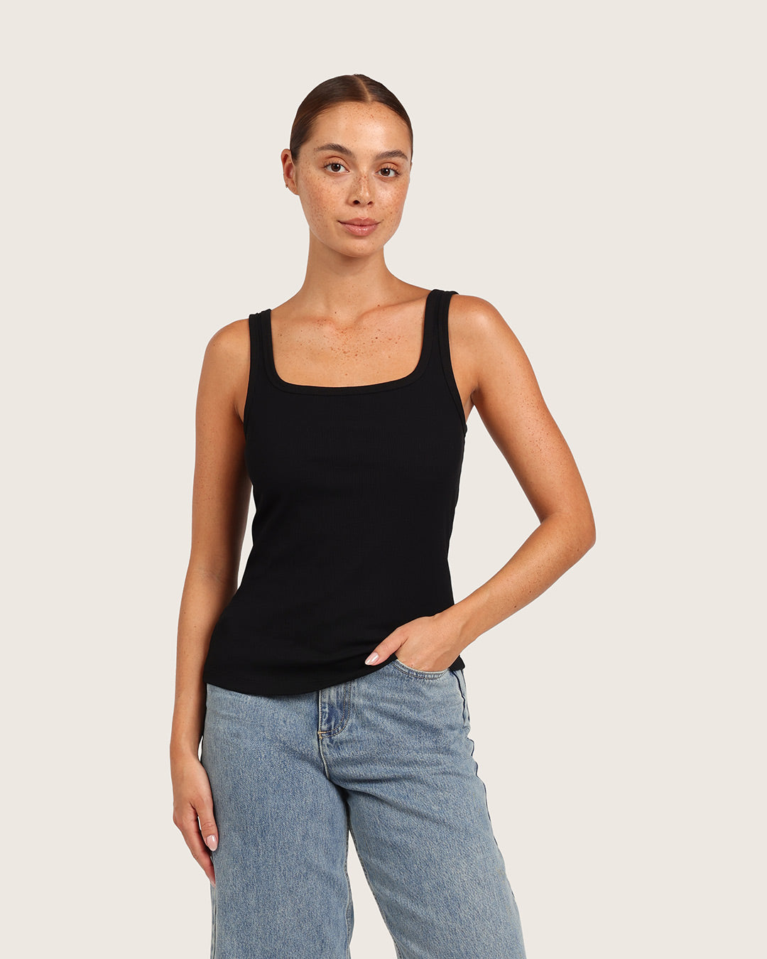 Women's Ribbed Tank Top - Black