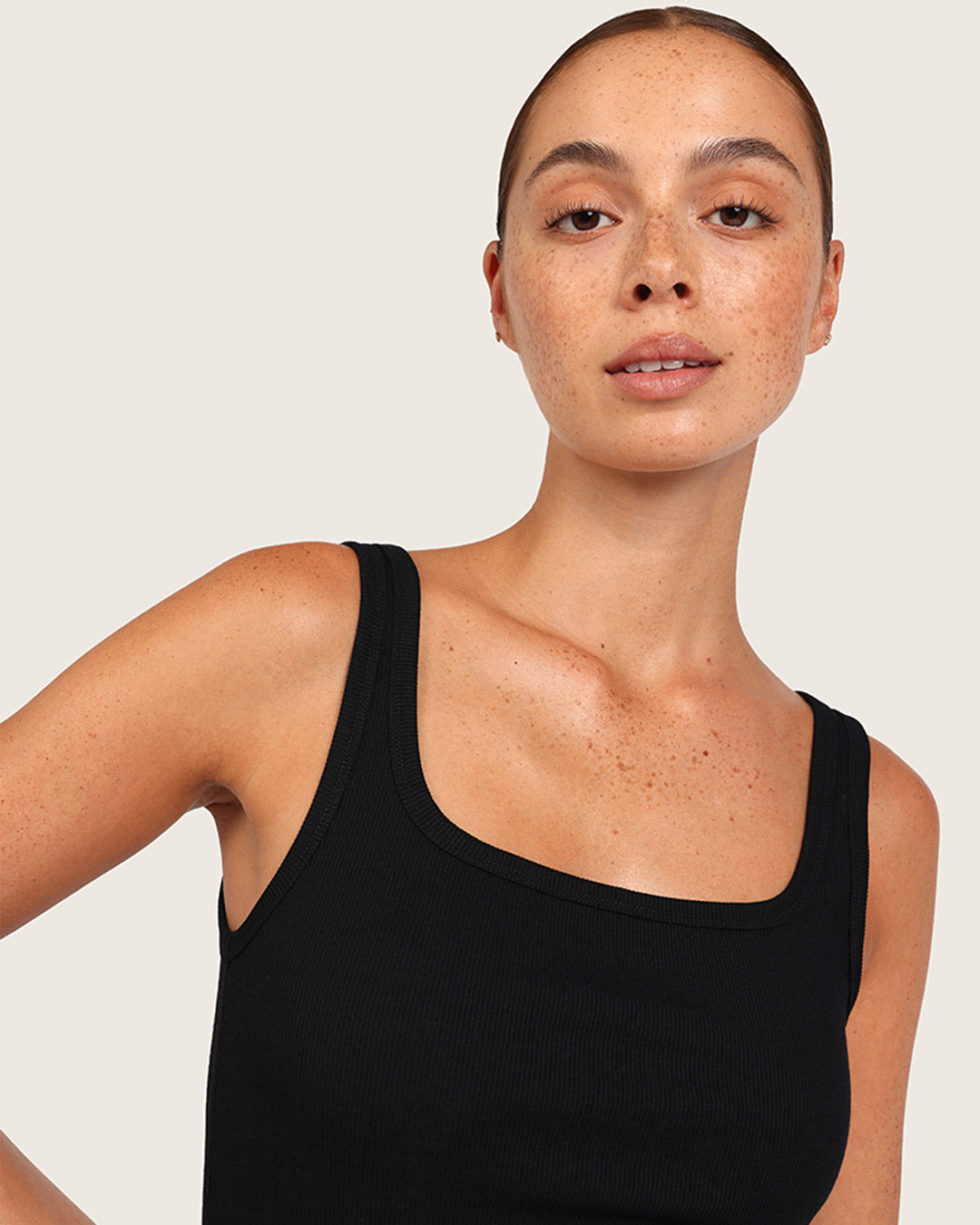 Women's Ribbed Tank Top - Black