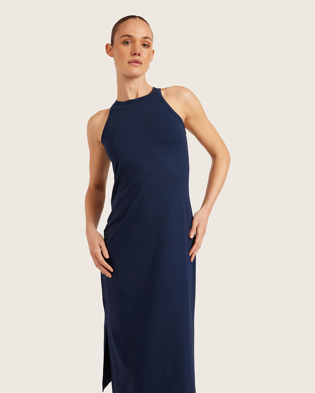 Women's Bamboo Racerback Dress in Navy – Boody UK