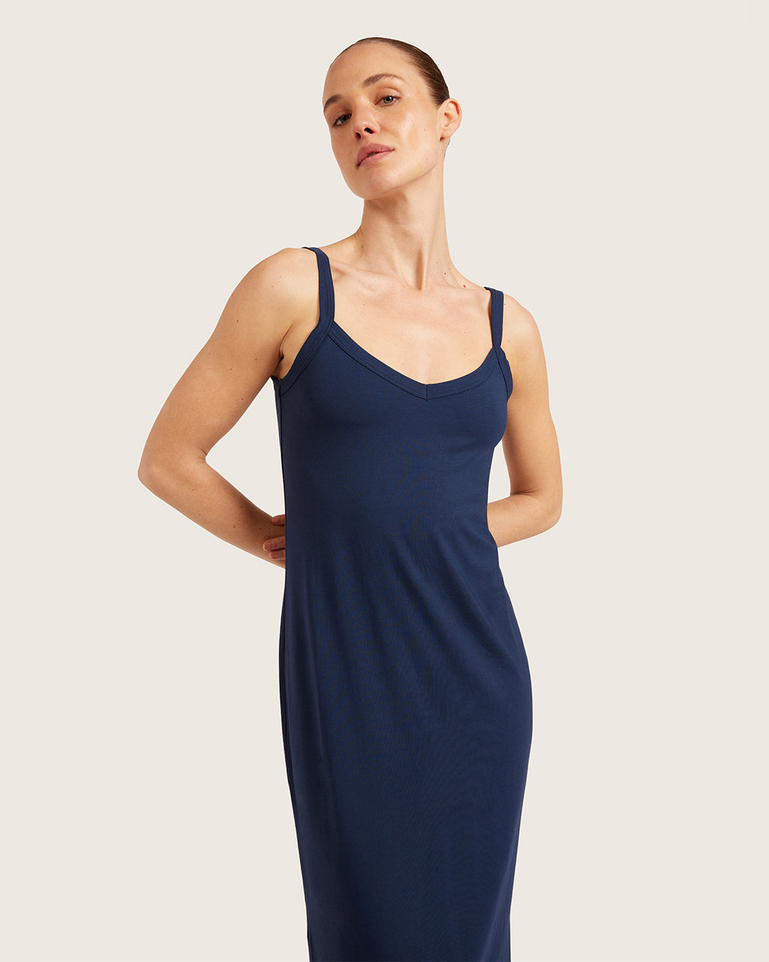 V-Neck Slip Dress - Navy