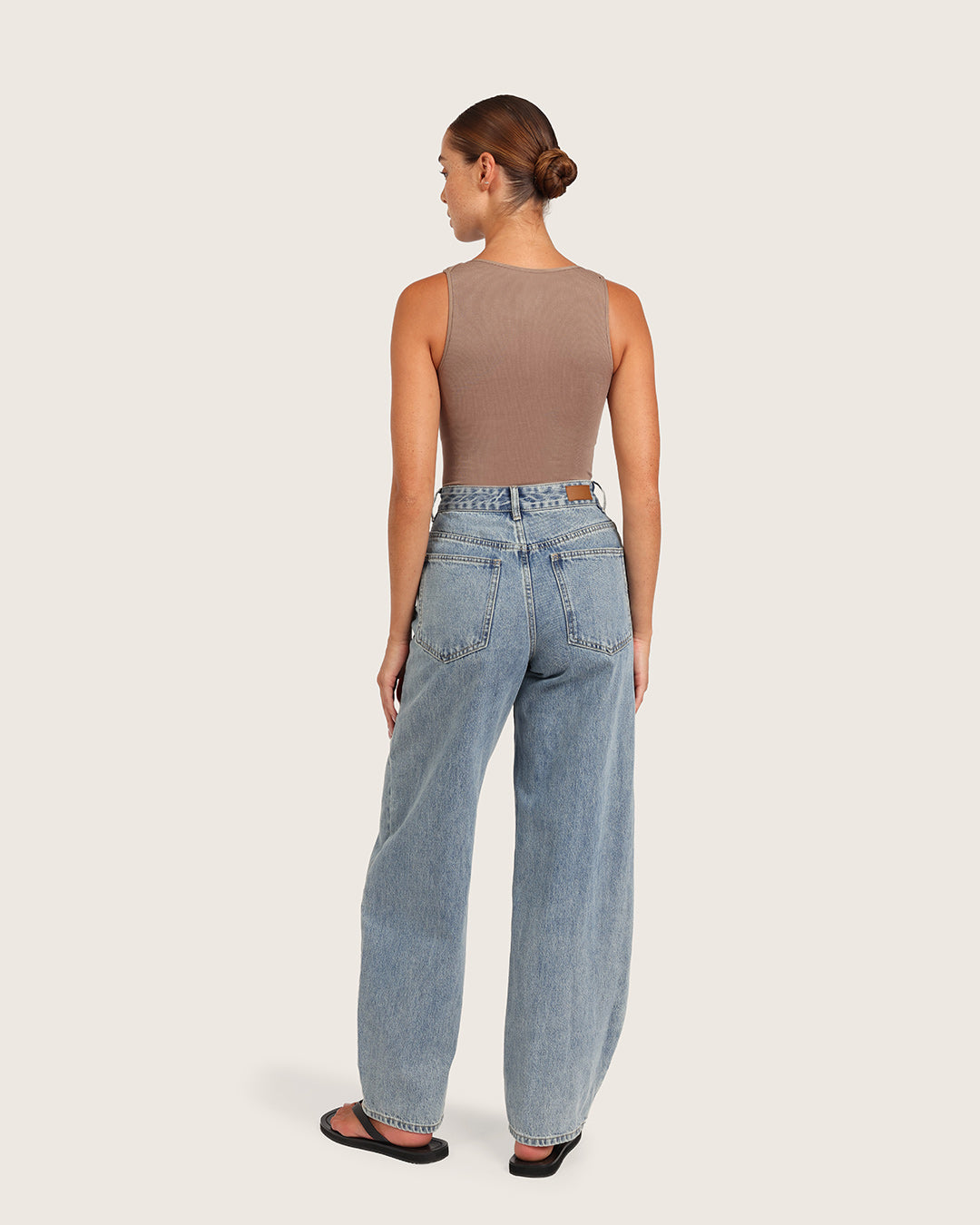 Ribbed Boat Neck Bodysuit - Taupe