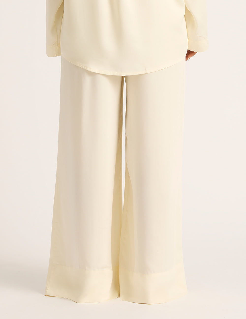 Vegan Silk Wide Leg Pants - Pearl