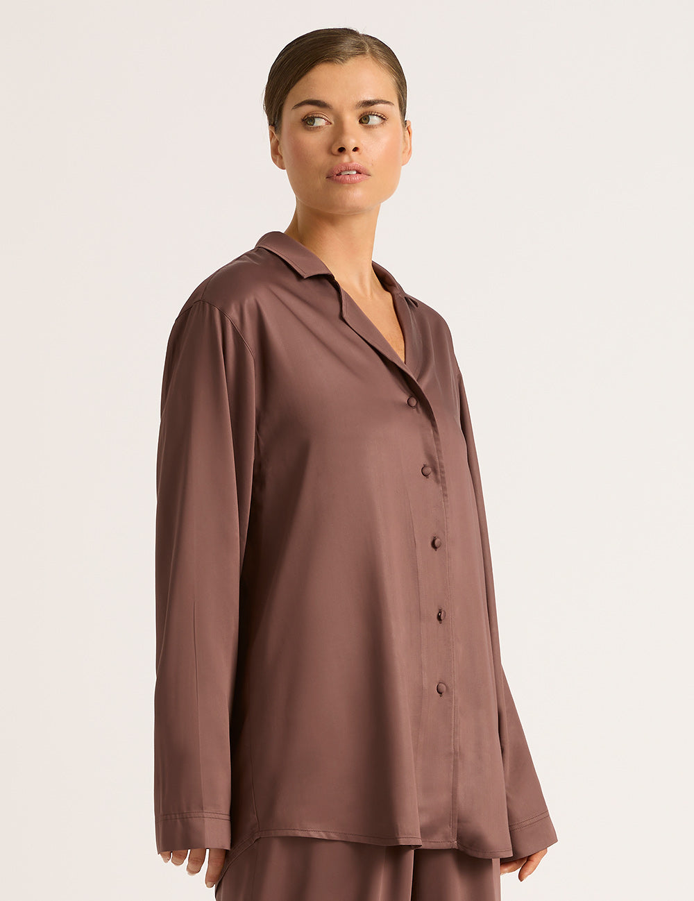 Vegan Silk Long Sleeve Shirt - Garnet