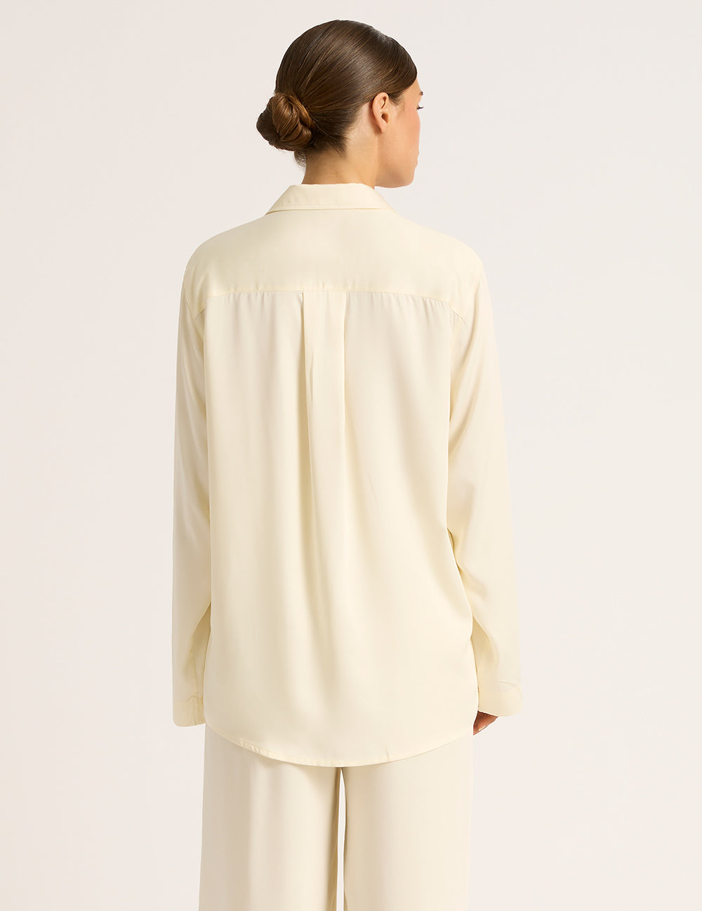 Vegan Silk Long Sleeve Shirt - Pearl