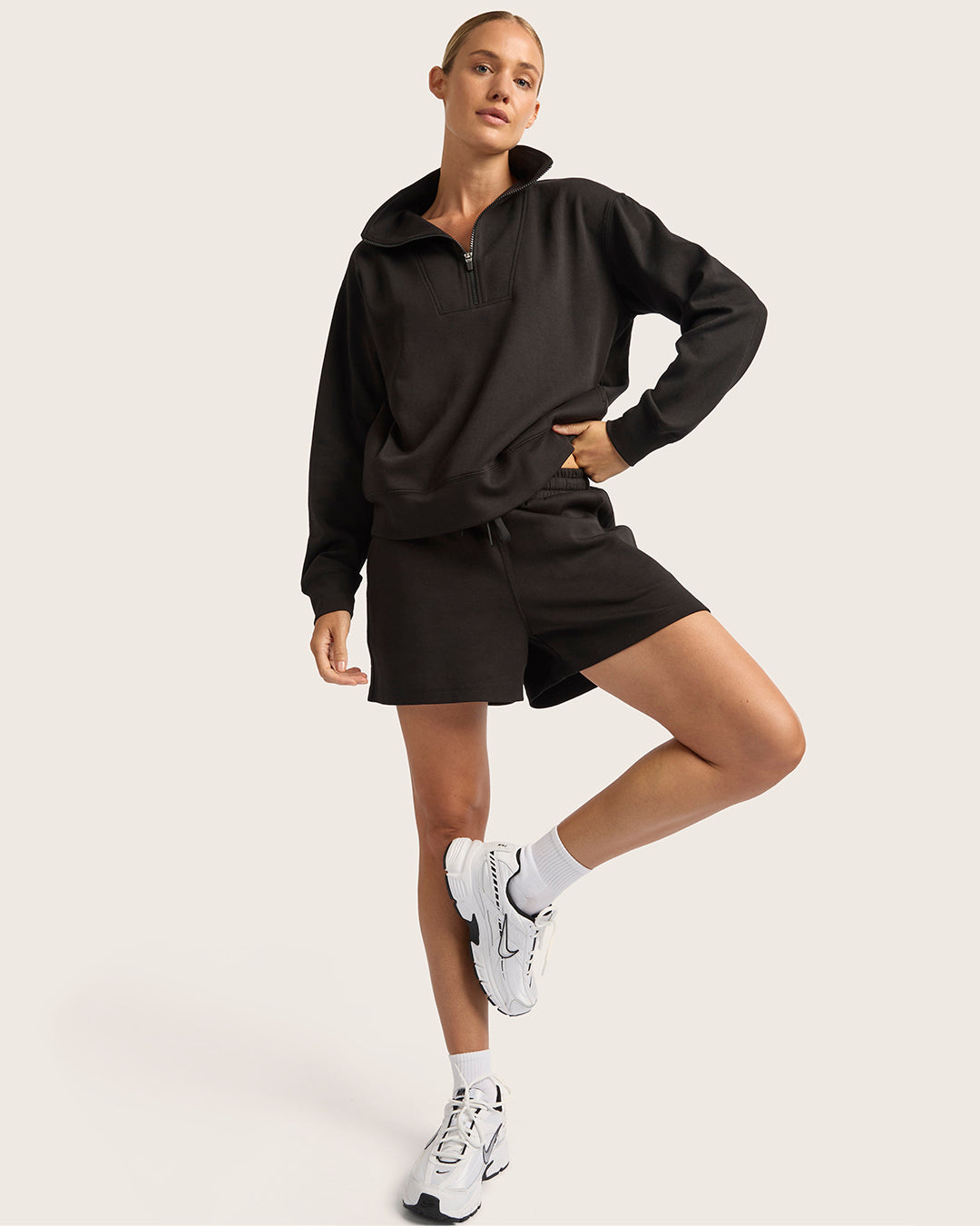 Women's Quarter Zip Sweater - Black